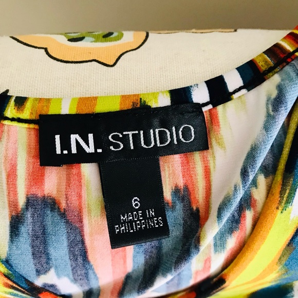 Gently Worn I.N. Studio V-Neck Sleeveless Maxi Dress Multi-Color Size 6 - Picture 9 of 9